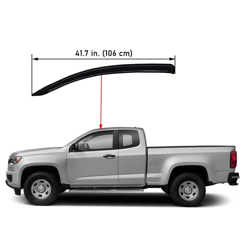 Lightronic Extra Durable Outside-Mount Auto Vent Window Visor, Fits 2015-2022 Chevrolet Colorado & GMC Canyon, Extended Cab, UV Protection Rain Guard, Original Wind Deflector, Dark Smoke, 2-Pcs - Image 3